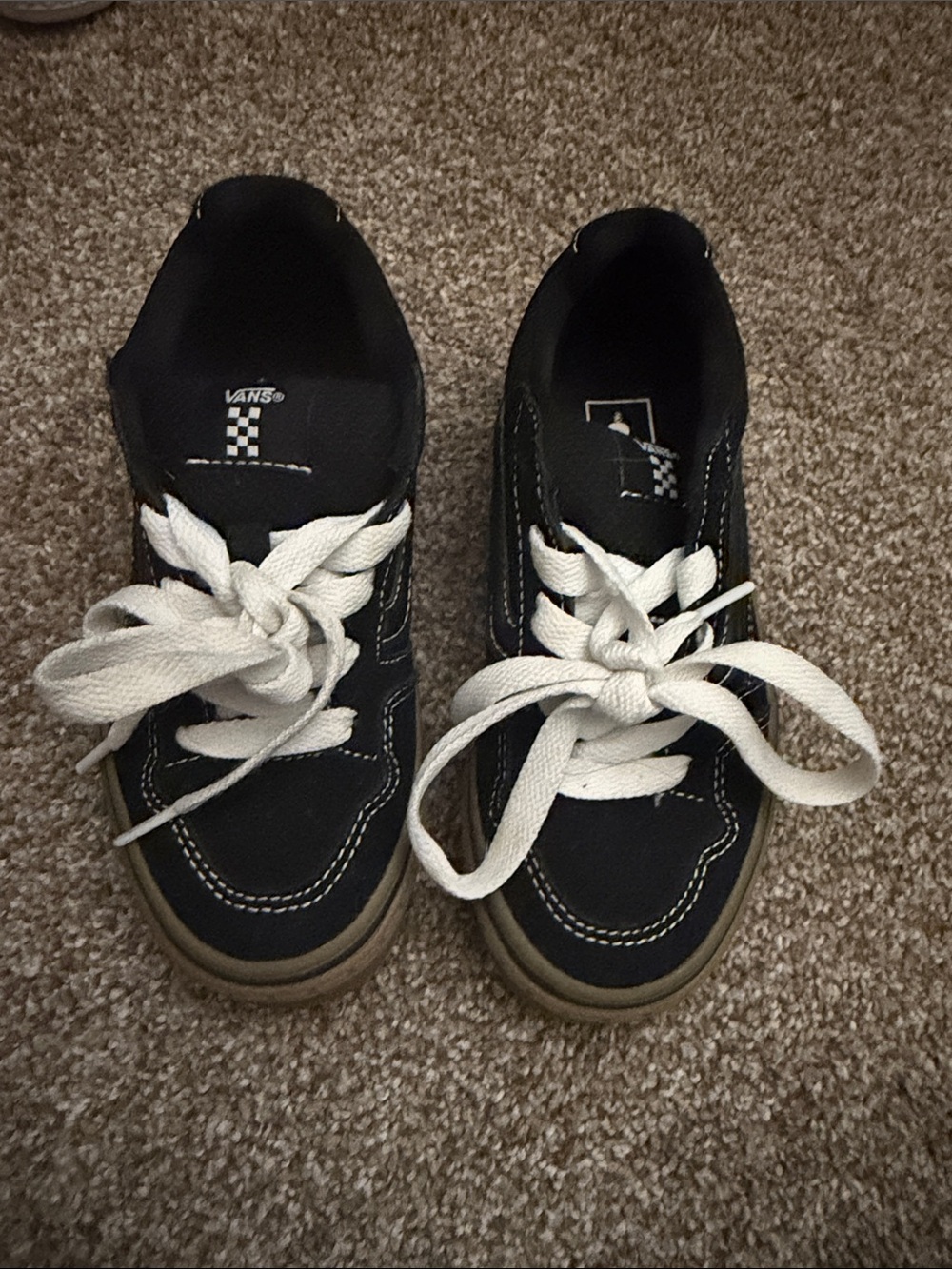 Vans Kids Black Canvas Low-Top Sneakers with White Laces
